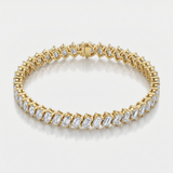 emerald cut lab-grown diamond diagonal tennis bracelet in 14k gold