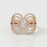 multi loop pave natural diamond ring in 14k gold rose gold