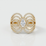 multi loop pave natural diamond ring in 14k gold
