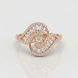 abstract swirl pave natural diamond ring in 14k gold rose gold