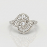 abstract swirl pave natural diamond ring in 14k gold white gold
