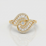 abstract swirl pave natural diamond ring in 14k gold