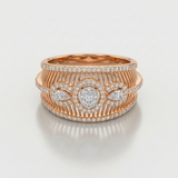 filigree floral natural diamond band ring in 14k gold rose gold