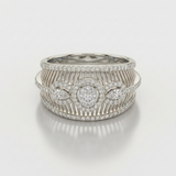 filigree floral natural diamond band ring in 14k gold white gold