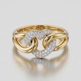 double swirl pave natural diamond ring in 14k gold