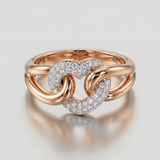 double swirl pave natural diamond ring in 14k gold rose gold