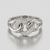 double swirl pave natural diamond ring in 14k gold white gold