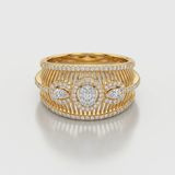 filigree floral natural diamond band ring in 14k gold