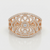 openwork filigree natural diamond band ring in 14k gold rose gold