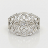 openwork filigree natural diamond band ring in 14k gold white gold