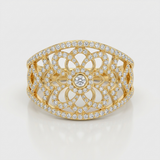 openwork filigree natural diamond band ring in 14k gold