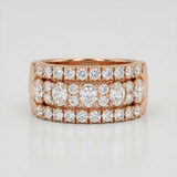 wide multi-row pave natural diamond band ring in 14k gold rose gold