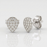 pear shape pave natural diamond stud earrings in 14k gold white gold