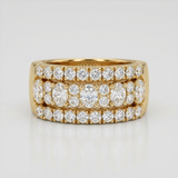 wide multi-row pave natural diamond band ring in 14k gold