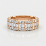 classic multi-row pave natural diamond band ring in 14k gold rose gold