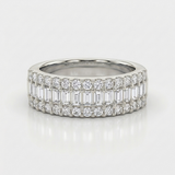 classic multi-row pave natural diamond band ring in 14k gold white gold