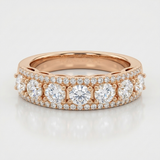 alternating round natural diamond band ring in 14k gold rose gold