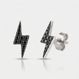 black diamond lightning bolt stud earrings in 14k gold white gold