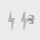 lightning bolt pave natural diamond stud earrings in 14k gold white gold