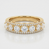 alternating round natural diamond band ring in 14k gold