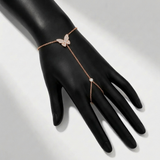 butterfly natural diamond hand chain in 14k gold rose gold
