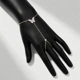 butterfly natural diamond hand chain in 14k gold white gold