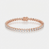 alternating shape natural diamond tennis bracelet in 14k gold rose gold