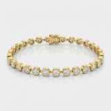 round natural diamond bezel tennis bracelet in 14k gold