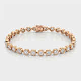 round natural diamond bezel tennis bracelet in 14k gold rose gold