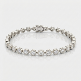 round natural diamond bezel tennis bracelet in 14k gold white gold