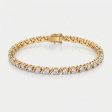 twist link natural diamond tennis bracelet in 14k gold