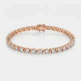 twist link natural diamond tennis bracelet in 14k gold rose gold