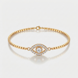 round natural diamond station bracelet in 14k gold