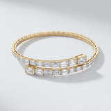 emerald cut natural diamond bezel tennis bracelet in 14k gold