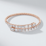 emerald cut natural diamond bezel tennis bracelet in 14k gold rose gold
