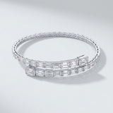 emerald cut natural diamond bezel tennis bracelet in 14k gold white gold