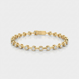 bezel set natural diamond tennis bracelet in 14k gold