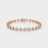 bezel set natural diamond tennis bracelet in 14k gold rose gold