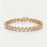 twisted link natural diamond tennis bracelet in 14k gold