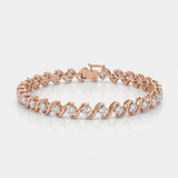 twisted link natural diamond tennis bracelet in 14k gold rose gold