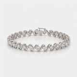 twisted link natural diamond tennis bracelet in 14k gold white gold