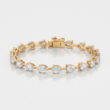 mixed shape alternating natural diamond tennis bracelet in 14k gold