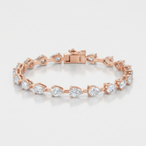 mixed shape alternating natural diamond tennis bracelet in 14k gold rose gold