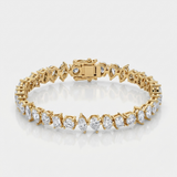 marquise shape natural diamond tennis bracelet in 14k gold
