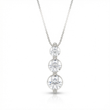 triple round bezel natural diamond drop pendant necklace in 14k gold white gold