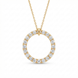 pave circle natural diamond pendant necklace in 14k gold