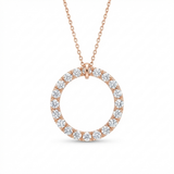 pave circle natural diamond pendant necklace in 14k gold rose gold