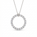 pave circle natural diamond pendant necklace in 14k gold white gold