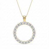 diamond halo circle natural diamond pendant necklace in 14k gold