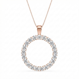 diamond halo circle natural diamond pendant necklace in 14k gold rose gold